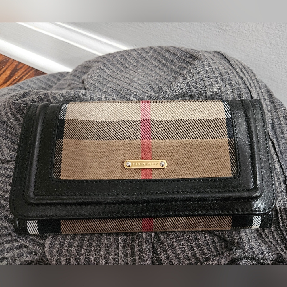 Burberry Checkered Wallet with Black Trim